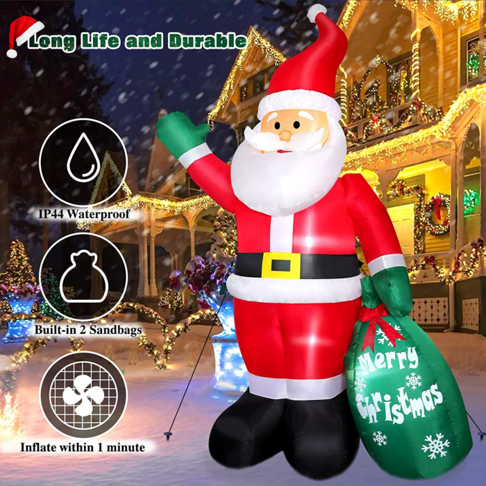 8 FT Christmas Inflatable Santa Claus Outdoor Decoration for Yard, Blow up Santa Decor with Big Gift Bag, Built-In LED Lights for Garden Patio Lawn Home Indoor Winter Holiday Party, IP44 Weatherproof - Image 3