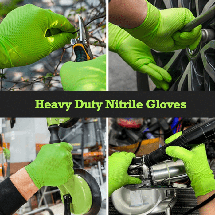 Thor Grip Heavy Duty Green Industrial Nitrile Gloves with Raised Diamond Texture, 8-Mil, Latex Free, Powder Free - Image 5