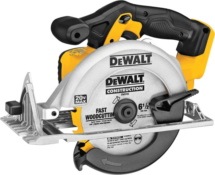 20V MAX Circular Saw, 6-1/2-Inch Blade, 460 MWO Engine, 0-50 Degree Bevel Capability, Bare Tool Only (DCS391B)