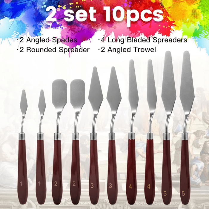 10PCS Palette Knife, Stainless Steel Painting Knife Set, Flexible Spatula Pallet Knife, Metal Artist Knives, Oil Painting Accessories Color Mixing Scraper for Oil, Canvas, Acrylic Painting by - Image 3