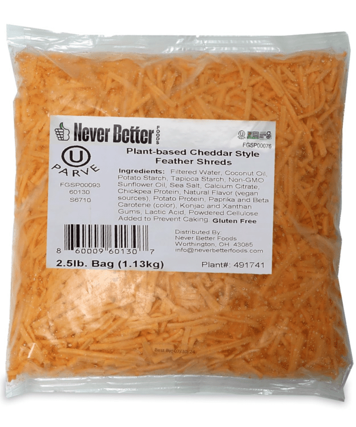 Vegan Cheese, Dairy Free Cheese, Plant Based Cheese with No Allergens, Healthy Vegan Cheddar Cheese, 2.5 LB Bag of Shredded Cheddar Cheese, Smooth and Non Oily Lactose Free Cheese