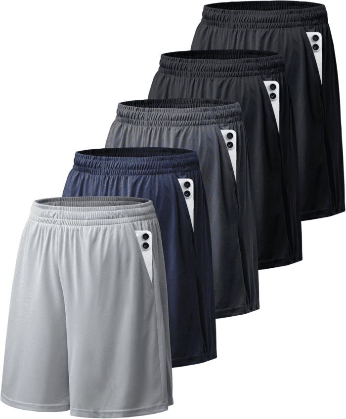 Athletic Shorts for Men with Pockets and Elastic Waistband Quick Dry Activewear