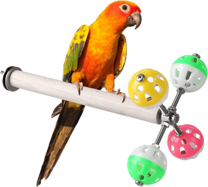 Stand Perch Toy with Rotating Balls for Birds, Parakeets, Budgies, Cockatiels, Parrots, Budgerigars, Conures, Parrotlets, Ringnecks, Lovebirds (1Pcs)