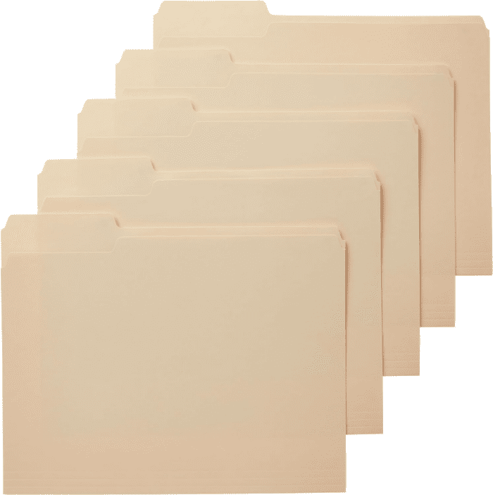 1/3-Cut Tab, Assorted Positions File Folders, Letter Size, Manila - Pack of 100