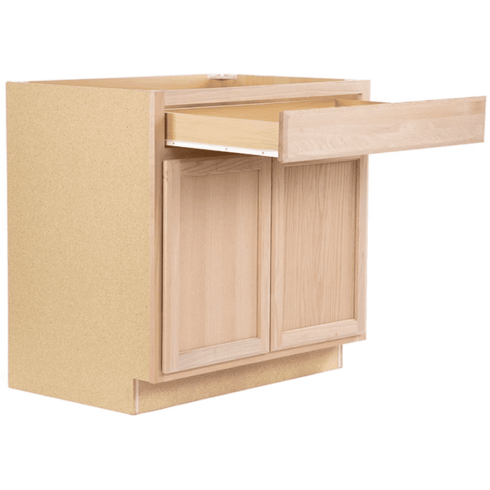 Oak Brook 36-In W X 35-In H X 23.75-In D Natural Unfinished Oak 1-Drawer Base Fully Assembled Cabinet (Flat Panel Square Style) - Image 11