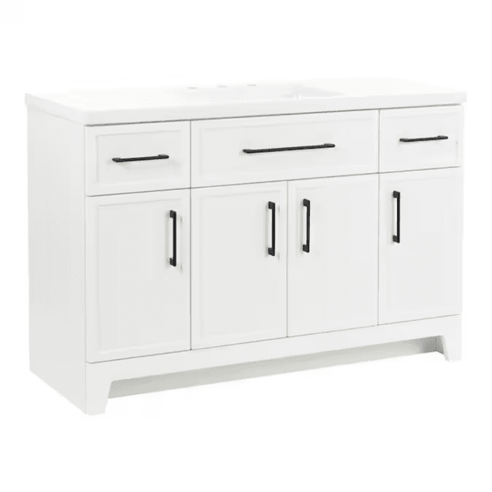 Potter 48-In White Single Sink Bathroom Vanity with White Cultured Marble Top - Image 10