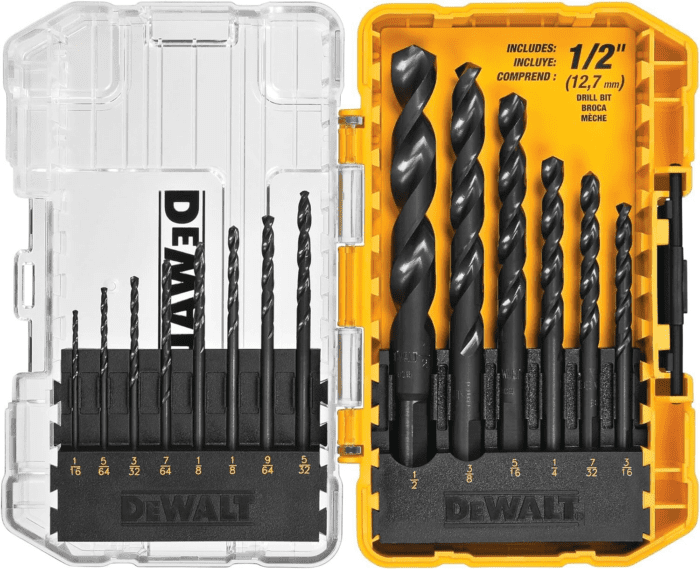 Drill Bit Set, 14-Piece, 135 Degree Split Point, for Plastic, Wood and Metal (DWA1184)