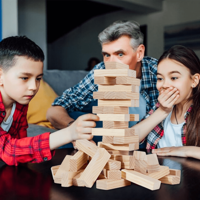 Giant Timber Blocks Games, 56 Blocks Large Tower Outdoor/Indoor Games - Includes Carry Bag and Scoreboard, Wood Stacking Yard Games Grows from 2FT to over 4.2FT for Kids Adults Family - Image 7