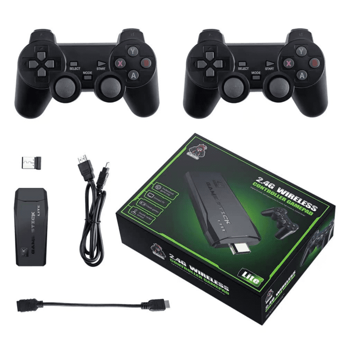 Wireless Retro Gaming Console, 9 Classic Emulators, Plug and Play Video Game Stick Built-In 10000+ Classic Games, 4K HD HDMI Output for TV with Dual 2.4G Wireless Controllers (64G)