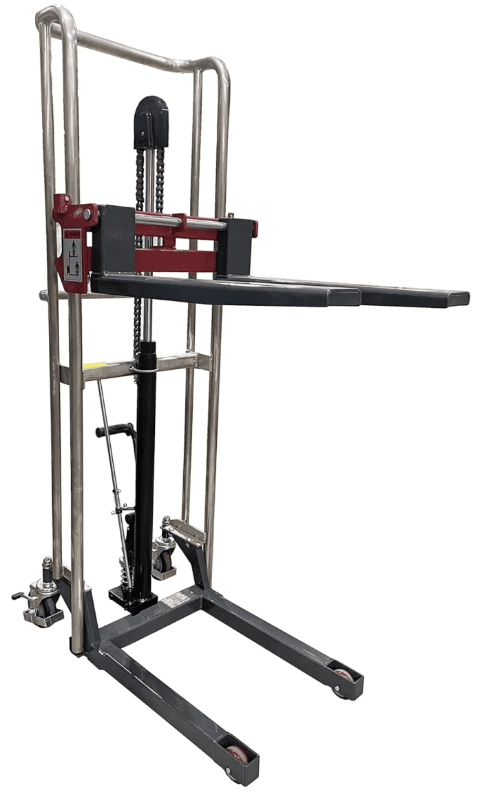 Fork Type Manual Stacker - Affordable and Easily 59” Lift - 880 Lbs Capacity for Short Skid/Boxes,