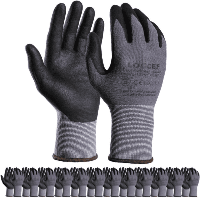 Safety Work Gloves Microfoam Nitrile Coated-12 Pairs,Seamless Knit Nylon Gloves,Home Improvement,Micro-Foam Gloves