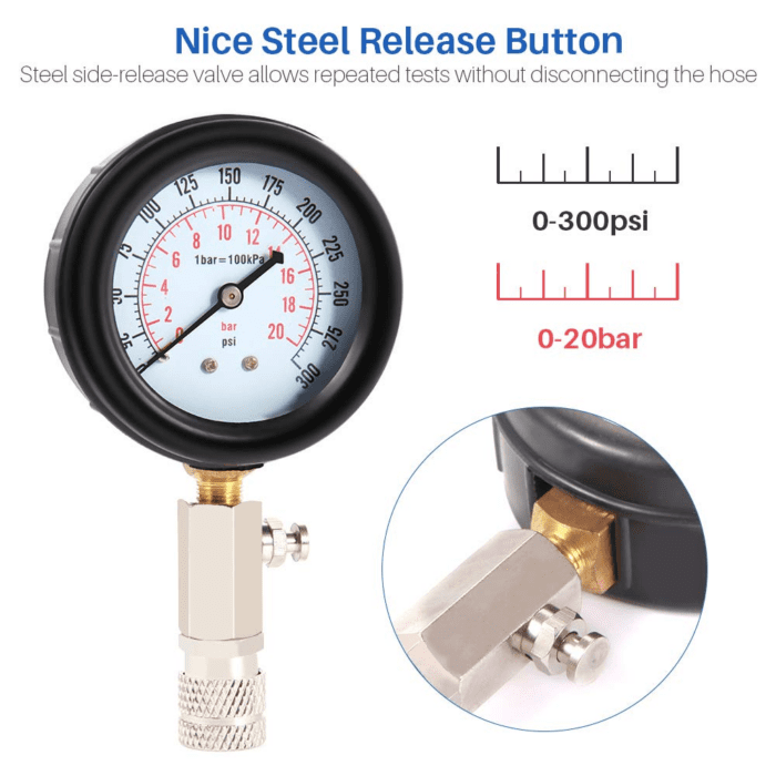 HW0130 8Pcs Petrol Engine Cylinder Compression Tester Kit Automotive Tool Gauge - Image 5