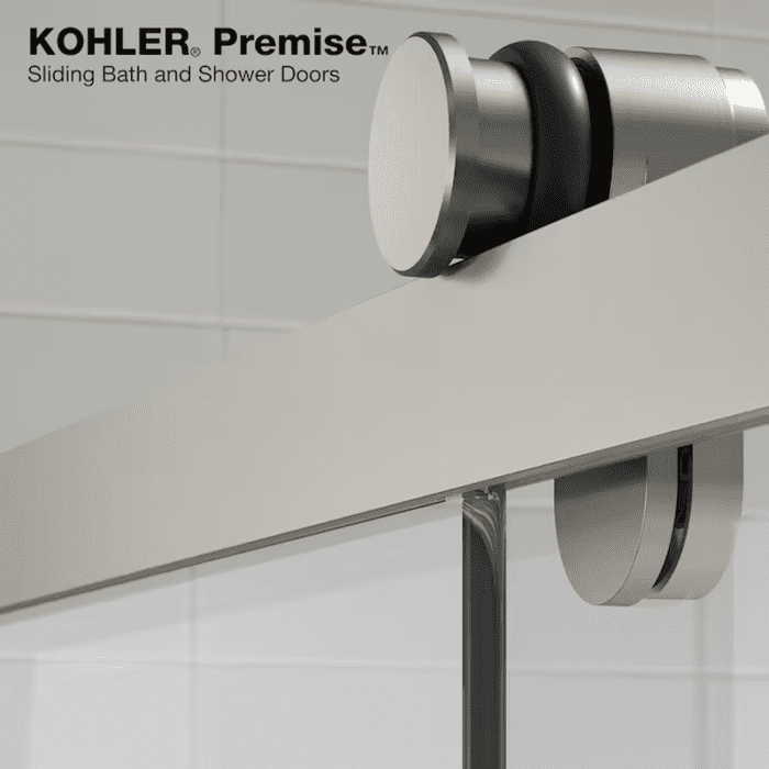 Premise Anodized Brushed Nickel 56-In to 60-In W X 76.13-In H Frameless Bypass Sliding Soft Close Shower Door - Image 7