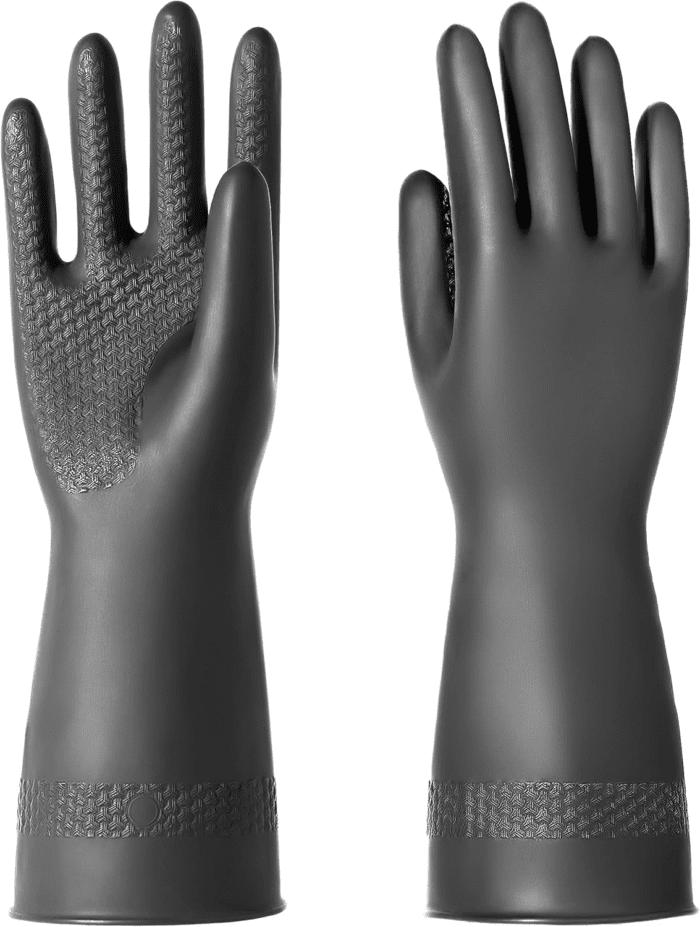 Chemical Resistant Latex Gloves,Cleaning Protective Safety Work Heavy Duty Rubber Gloves, S-M-L-XL Size, Black 1 Pair