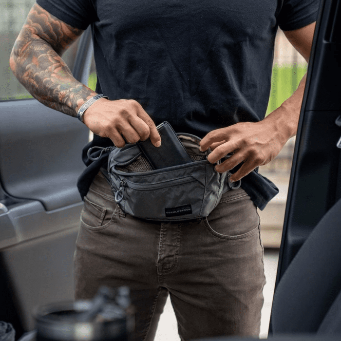 Bando Bag - Tactical Men'S Fanny Pack W/Adjustable Waist Belt, Zippered Pockets, Compact Lightweight Belt Bag, Everyday Hip Pouch for Travel Outdoor Running Hunting, Green/Black - Image 5