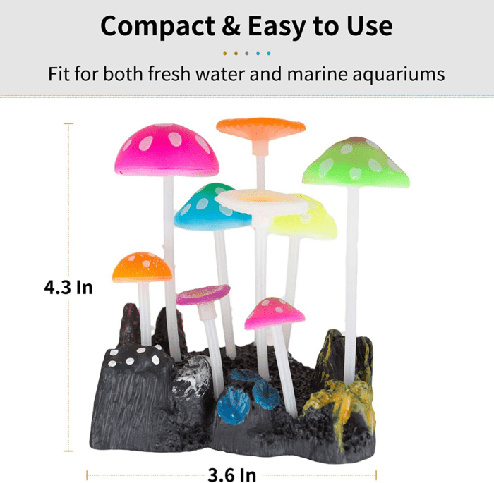 Glowing Effect Artificial Mushroom Aquarium Plant Decor Ornament Decoration for Fish Tank Landscape - Image 5