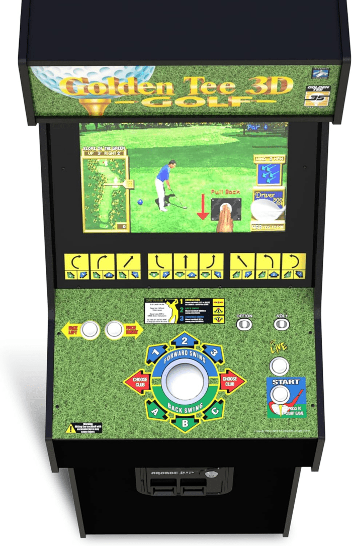 Golden Tee 3D Deluxe Arcade Machine, Built for Your Home, over 5-Foot-Tall Cabinet with 8 Classic Games - Image 2