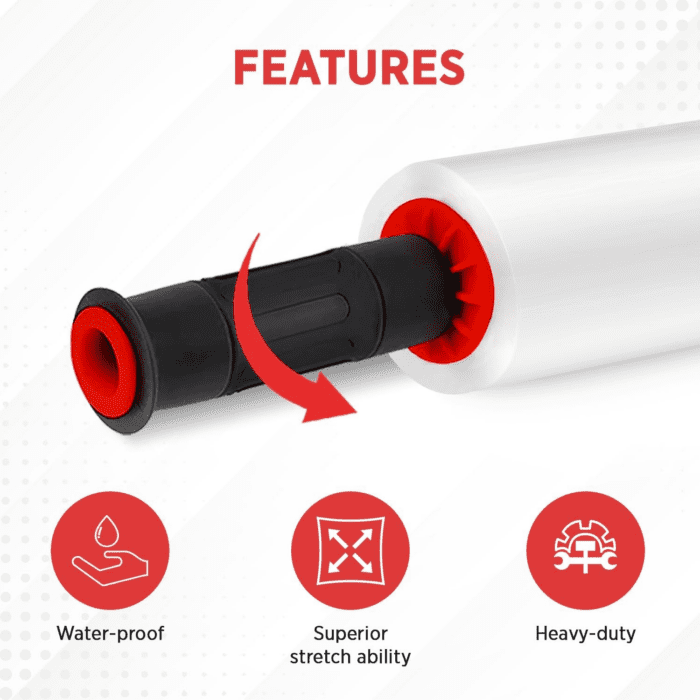 Stretch Wrap Roll with Handle 15” X 1000Ft – 80 Gauge – Heavy Duty Plastic Shrink Wrap Roll with Rotating Handles for Pallet Wrap Film - Plastic Wrap for Moving Supplies - Shrink Wrap for Moving, - Image 3