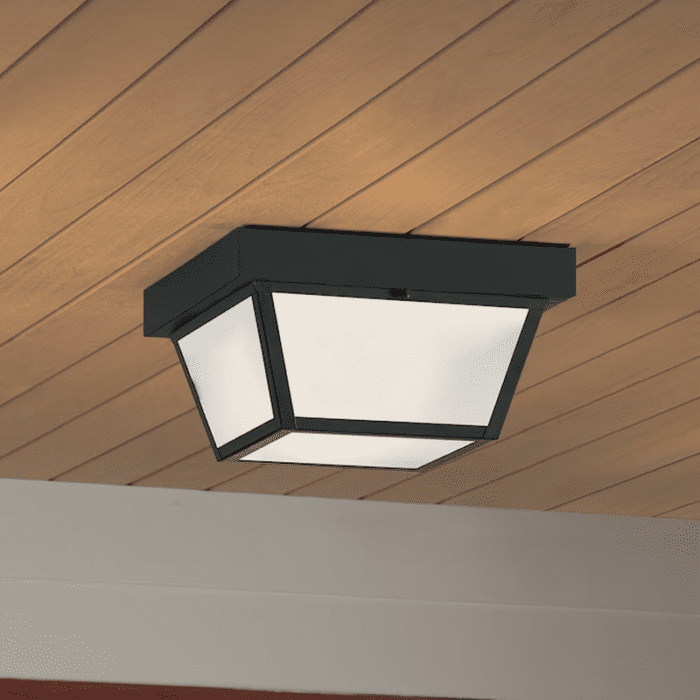 Wayman 2-Light 10.37-In Matte Black Indoor/Outdoor Flush Mount Light