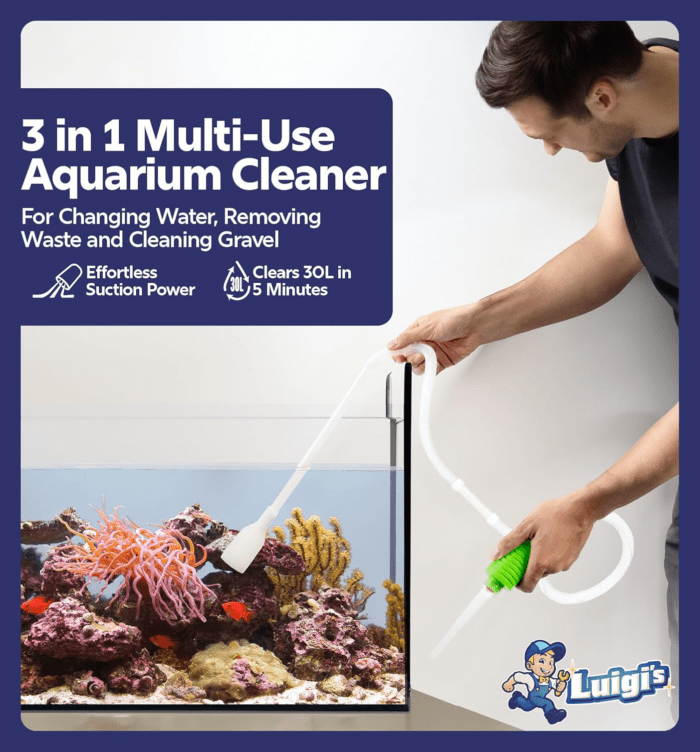 Fish Tank Cleaner - Gravel Pump Vacuum for Aquarium - Hand Siphon Hose to Remove and Change Water or Sand in Minutes - Fish Aquarium Accessories, Supplies & Cleaning Tools - Image 2