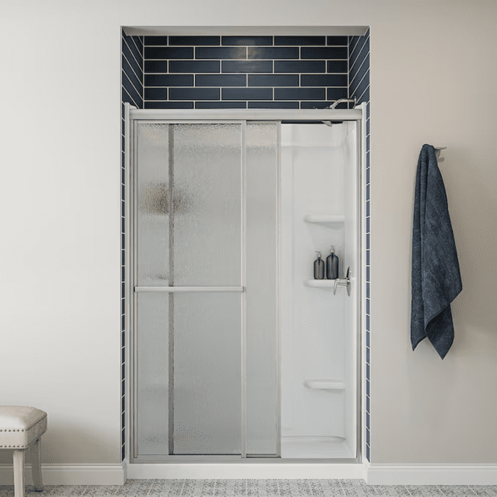 Deluxe Silver 43-In to 48-In W X 70-In H Framed Sliding Shower Door - Image 2