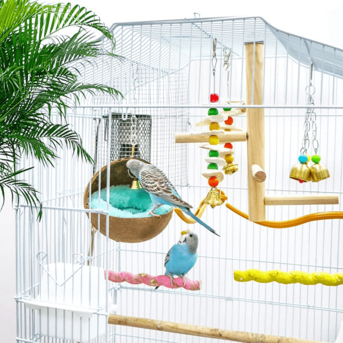 2 Pcs Natural Coconut Shell Bird Nest House Bed Breeding Nesting Anti-Pecking Bite with Warm Pad and Bell for Bird Parrot Budgie Parakeet Cockatiel Conure Lovebird Canary Finch - Image 4