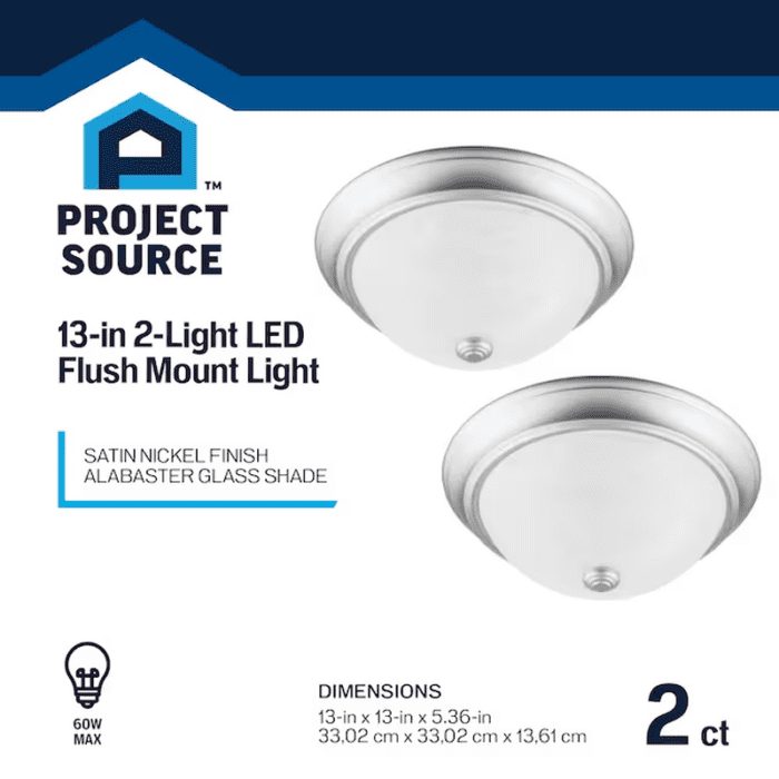 2-Light 13-In Satin Nickel Led, Flush Mount Light (2-Pack) - Image 5