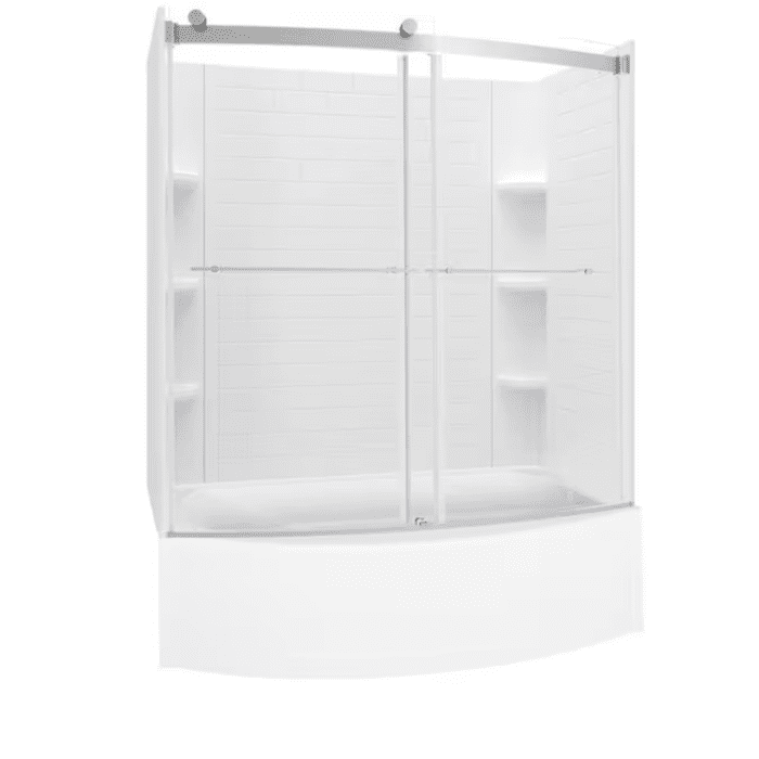 Elevate 60-In X 30-In Arctic White Fiberglass/Plastic Composite Alcove Soaking Bathtub (Right Drain) - Image 5