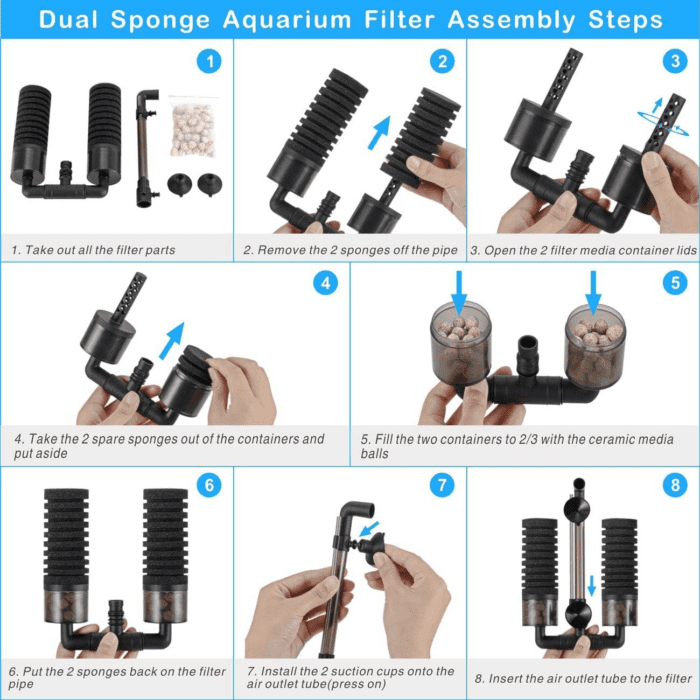 Aquarium Double Sponge Filter for Fresh Water and Salt-Water Fish Tank (M) - Image 5