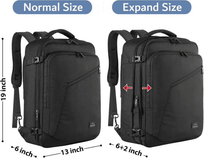 Carry on Backpack, Extra Large Travel Backpack Expandable Airplane Approved Weekender Bag for Men and Women, Water Resistant Lightweight Daypack for Flight 40L, Black - Image 5