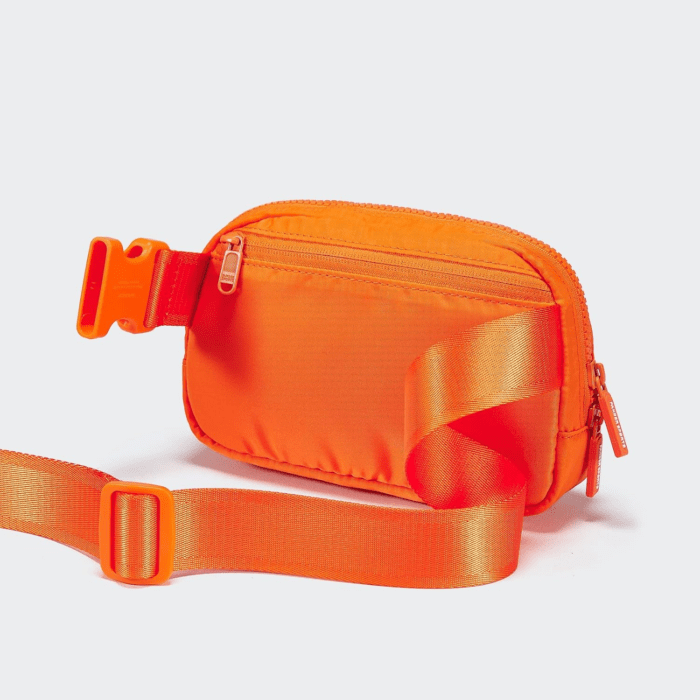 Two Way Zipper Fanny Pack Nylon Everywhere Belt Bag for Women, Water Repellent Waist Packs, Crossbody Bags with Adjustable Strap (Dark Orange). - Image 4