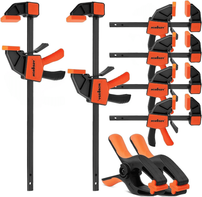 8-Pack Bar Clamps for Woodworking, 12" and 6" Bar Clamps, Wood Working Clamps Sets, Quick Clamps F Clamp with 150 LBS Load Limit (8-Pack Wood Clamps)