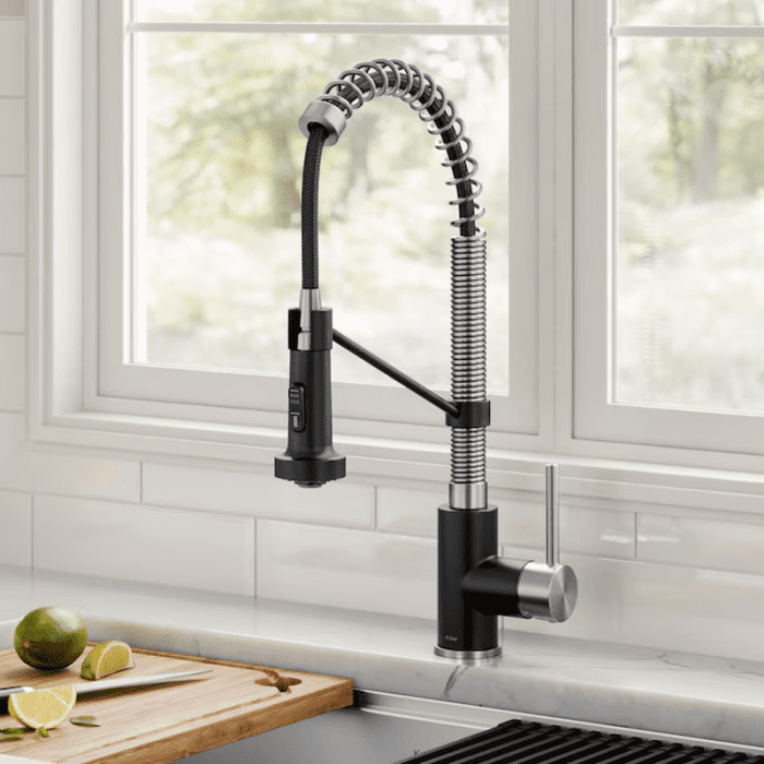 Bolden Spot-Free Stainless Steel Single Handle Pull-Down Kitchen Faucet with Sprayer (Deck Plate Included) - Image 25