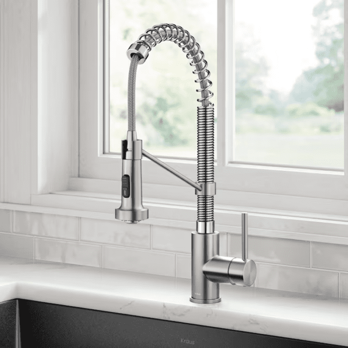 Bolden Spot-Free Stainless Steel Single Handle Pull-Down Kitchen Faucet with Sprayer (Deck Plate Included) - Image 16