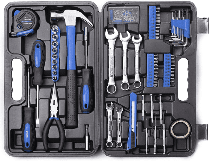 148Piece Tool Set General Household Hand Tool Kit with Plastic Toolbox Storage Case Blue