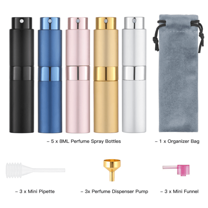 Travel Perfume Atomizer Refillable 8Ml (5 PCS), Travel Cologne Sprayer Mini, Perfume Bottle Empty Small (5 Colors) - Image 7