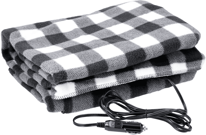 Heated Car Blanket - 12-Volt Electric Blanket for Car, Truck, SUV, or RV - Portable Heated Throw - Camping Essentials by  (Black Plaid)