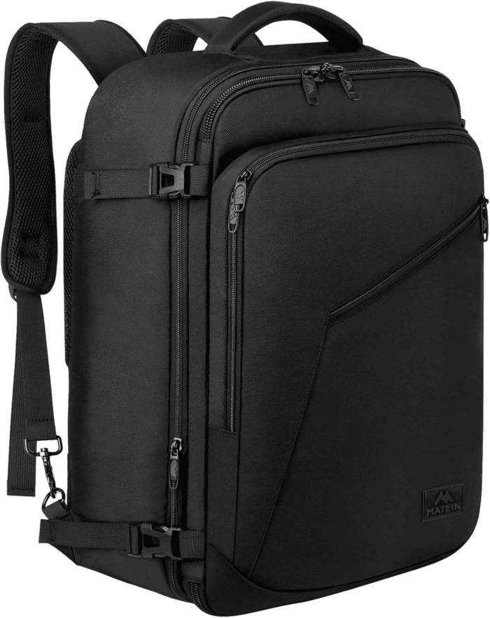 Carry on Backpack, Extra Large Travel Backpack Expandable Airplane Approved Weekender Bag for Men and Women, Water Resistant Lightweight Daypack for Flight 40L, Black