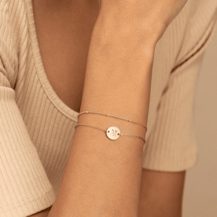 Gold Initial Bracelets for Girls Women Jewelry - Dainty Gold/Silver Plated Layered Beaded Letter Initial Bracelet Disc Monogram Bracelet Gold Bracelets for Women Teen Girls Gifts Trendy Stuff - Image 5