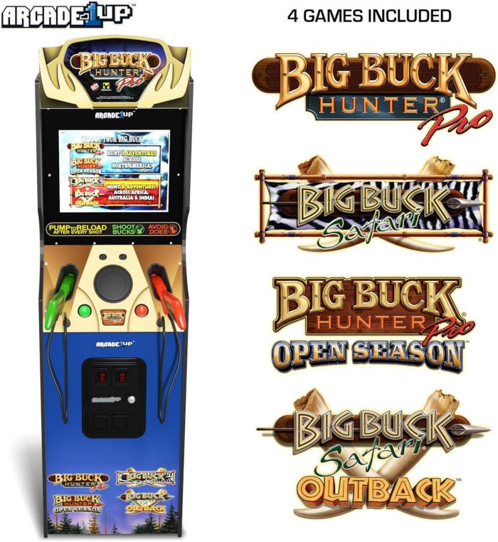 Big Buck Hunter Pro Deluxe Arcade Machine for Home, 5-Foot-Tall Stand-Up Cabinet, 4 Classic Games, and 17-Inch Screen - Image 2