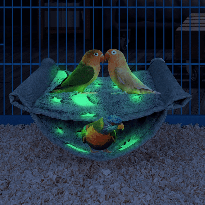 Winter Warm Bird Bed, Luminous Hanging Bird Bed for Cage, Double Layer Snuggle Hut Birds Nest for Parakeets Budgie Parrot Cockatiel Lovebird Finch - Image 6