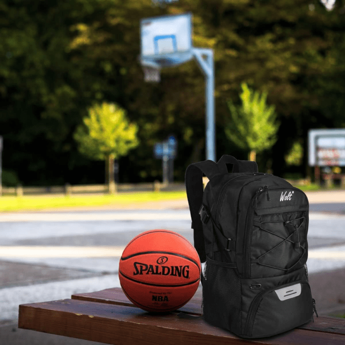 | Basketball Backpack Large Sports Bag with Separate Ball Holder & Shoes Compartment, Best for Basketball, Soccer, Volleyball, Swim, Gym, Travel(Black) - Image 7