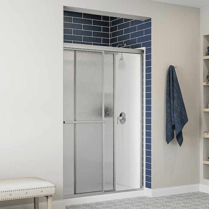 Deluxe Silver 43-In to 48-In W X 70-In H Framed Sliding Shower Door - Image 4