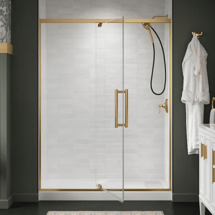 Premise Anodized Brushed Nickel 55-In to 60-In W X 76.06-In H Frameless Pivot Soft Close Shower Door - Image 15