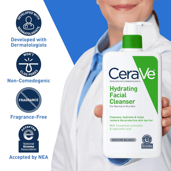 Hydrating Facial Cleanser | Moisturizing Face Wash for Dry Skin | Hyaluronic Acid + Ceramides + Glycerin | Hydrating Cleanser for Normal to Dry Skin | National Eczema Association Certified - Image 4