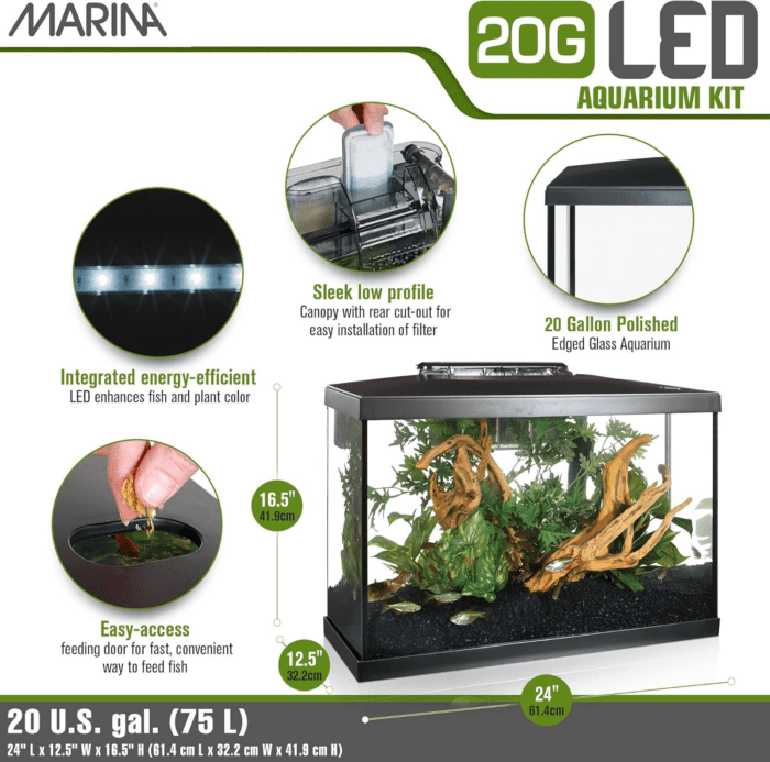 Aquarium Kit - 20 Gallon Fish Tank - LED - Image 3