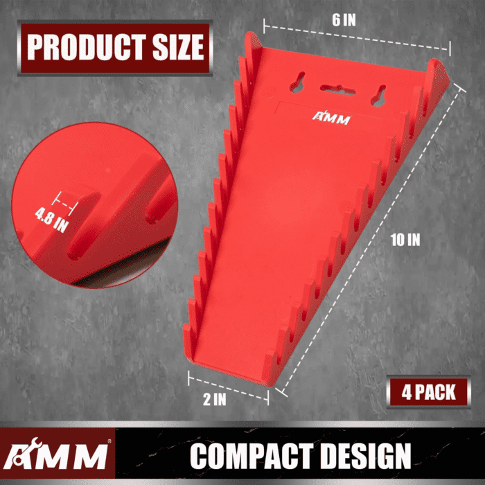 4 Pack Magnetic Wrench Organizer, 48-Slot Magnetic Wrench Holder for Tool Box Drawer Chest&Wall Mounted, SAE(1/4" - 1-1/16") and Metric(6Mm-24Mm) - Image 3