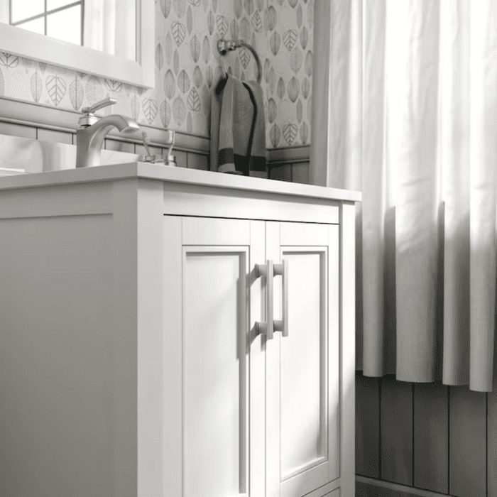 Crest Hill 24-In White Undermount Single Sink Bathroom Vanity with Engineered Carrara Marble Top - Image 9