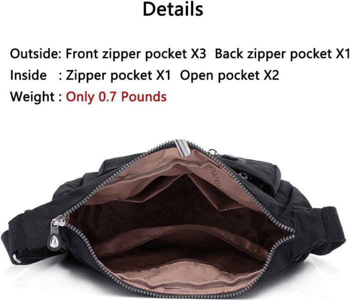 Crossbody Bag for Women Nylon Waterproof Shoulder Purse Messenger Bag Lightweight Pocketbooks - Image 5