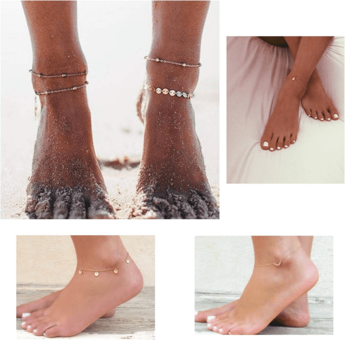 16Pcs Ankle Bracelets for Women Gold Silver Two Style Chain Beach Anklet Bracelet Jewelry Anklet Set,Adjustable Size - Image 3